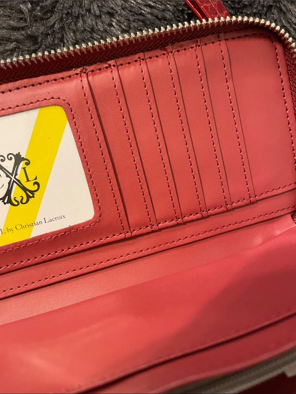 Croc-Embossed CXL by Christian LaCroix Zip Wristlet Wallet Case Red